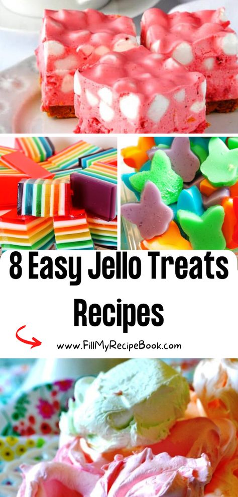 Leftover Jello Ideas, Jello Deserts Ideas, Jello Powder Recipes, Cool Jello Ideas, Fun Jello Ideas, Cute Jello Ideas, Fun Jello Recipes, Jello And Marshmallows Recipes, Jello Party Desserts