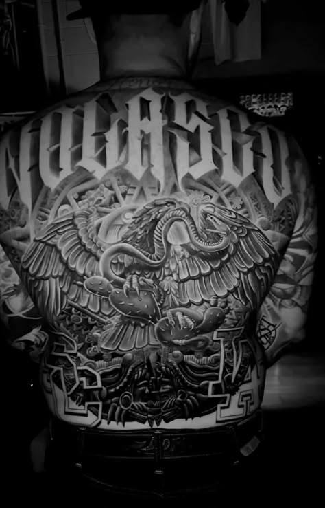 Raza Tattoos, Chicano Tattoo Ideas, Back Piece Tattoo Men, Eagle Back Tattoo, Mexican Heroes, Chicano Art Movement, Aztec Tattoos Sleeve, Aztec Warrior Tattoo, Art Chicano