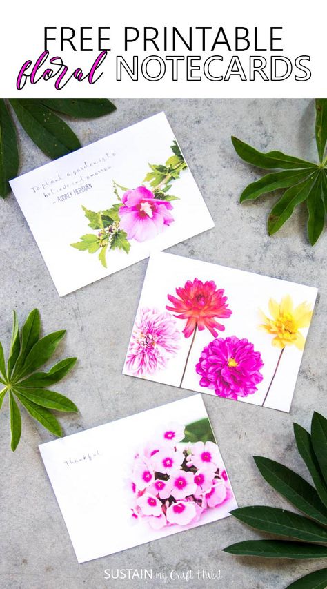 Grab these free printable floral cards celebrating all that Mother Nature has to offer in the summer. Have a stack on hand for any occasion! via @sustainmycrafth Mother's Day Crafts For Kids, Printable Note Cards, Floral Diy, Happy Birthday Cards Printable, Storybook Wedding, Free Printable Cards, Mother's Day Crafts, Homemade Birthday Cards, Printable Notes