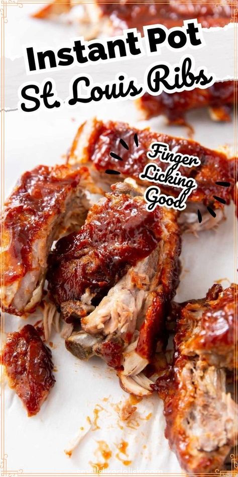 Craving fall-off-the-bone ribs without the wait? This Instant Pot recipe  delivers tender St. Louis ribs in just minutes, bursting with bold  barbecue flavor. Skip the smoker, grab your pressure cooker, and get  ready for a delicious weeknight meal. St Louis Ribs Instant Pot, Pressure Cooker Ribs, Instant Pot Ribs Recipe, St Louis Ribs, Pork Spare Ribs, Pork Rib Recipes, Instant Pot Recipe, Barbecue Ribs, Instant Pot Pork