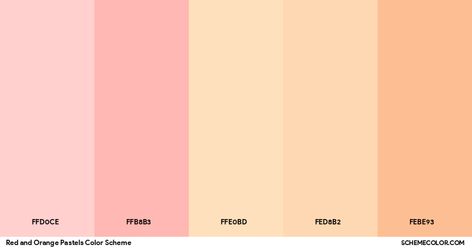 Red And Orange Pastels Color Scheme » Orange Pastel Peach Color Palette, Pastel Orange Color Palette, Color Scheme Orange, Pallet Light, Fursona Ideas, Color Scheme Generator, Peach Color Palettes, Web Design Color, Peach Orange Color