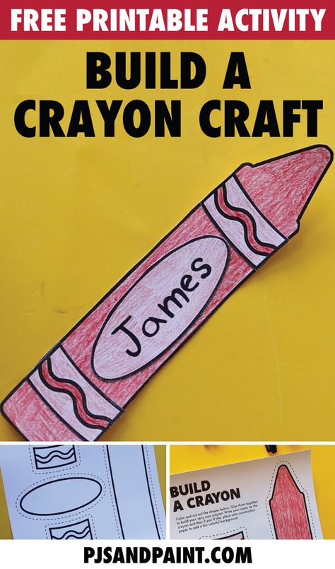 free printable build a crayon craft Crayola Crayon Template Free Printable, Crayons On Strike Activity, Crayon Activities For Preschool, Crayon Crafts For Preschoolers, Crayon Decorations, Crayon Themed Classroom, Crayon Template, Preschool Curriculum Free, Crayon Activities