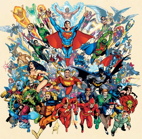 DC Universe | DC Universe - Marvel Comics Database Sketch Cards, Bloc Party, Legion Of Superheroes, George Perez, Dc Comics Heroes, Martian Manhunter, Book Artwork, Dc Comic Books, Dc Comics Superheroes