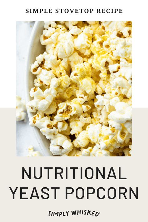 Add a new level of flavor to your homemade popcorn with some nutritional yeast. This simple, vegan ingredient lends a cheesy, buttery taste to your popcorn and enhances the already delicious experience of stovetop popcorn. Nutritional Yeast Popcorn, Vegan Popcorn, Nutritional Yeast Recipes, Stovetop Popcorn, Dairy Free Snacks, Homemade Popcorn, Dairy Free Dinner, Pasta Pot, Microwave Popcorn