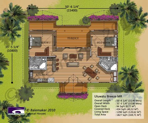 Balemaker | Design Page Small Tropical House, Beach House Floor, Tropical House Plans, Hawaiian Beach House, Hawaii Beach House, Hawaiian House, Beach House Flooring, Beach House Floor Plans, Modern Tropical House