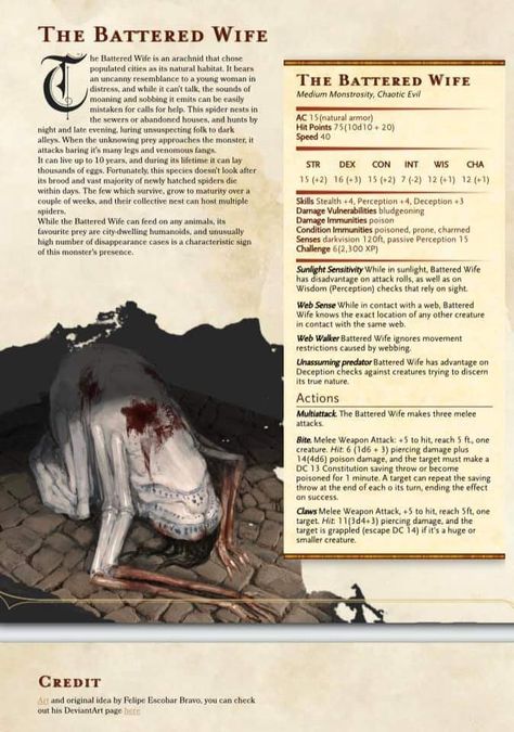 Dnd Enemy Stats, Dnd Magical Items, Monstrous Humanoid, Dnd Horror, Homebrew Monsters, Dnd Creatures, Dungeons And Dragons Rules, Dnd Monster, Dnd Stats