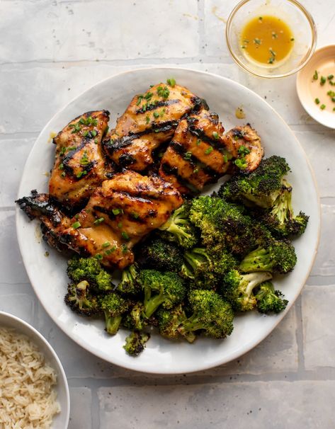 Honey Mustard Grilled Chicken and Broccoli Grilled Broccoli, Crispy Smashed Potatoes, Chicken Chopped Salad, Chicken And Broccoli, My Favorite Recipes, Honey Mustard Chicken, Mustard Chicken, Grilling Season, On The Grill