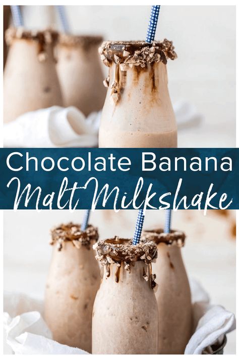 Malted Milkshakes are my favorite easy sweet treat! This Chocolate Banana Malt is thrown together in minutes with only 5 ingredients, it doesn't get any better! Follow the recipe and make your favorite flavor. #thecookierookie #malt #milkshake #icecream Malts Recipes Milkshakes, Chocolate Shake Recipe, Malt Recipe, Oreo Milkshake Recipe, Malt Milkshake, Milkshake Recipe Easy, Chocolate Banana Smoothie, Baileys Recipes, Best Milkshakes