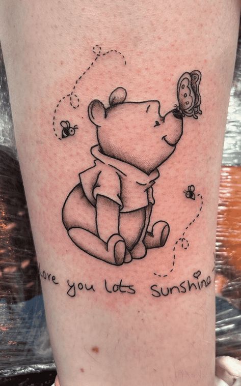 Winnie the Pooh Tattoo Design Ideas Images Winnie The Pooh Memorial Tattoo, Eeyore Tattoo Ideas, Winnie The Pooh Tattoo Matching, Small Winnie The Pooh Tattoo, Pooh Tattoo Ideas, Winnie The Pooh Tattoo Ideas, Pooh Bear Tattoo, Eeyore Tattoo, Winnie The Pooh Tattoo