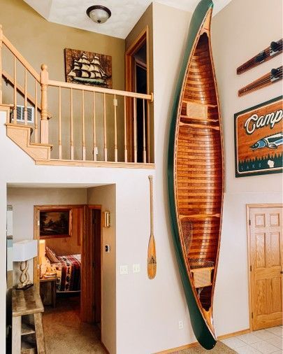 Small Lake Cabins, Old Town Canoe, Deco Marine, Lake House Interior, Fishing Cabin, Lake Decor, Cabin Interiors, Lake Cottage, Lake Cabins