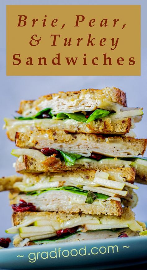 Turkey Brie Sandwich Recipes, Brie And Pear Sandwich, Pear Brie Sandwich, Turkey Pear Sandwich, Turkey Pear Brie Sandwich, Pear Sandwich Recipe, Pear Entree Recipes, Turkey And Brie Sandwich, Healthy Turkey Sandwich Recipes