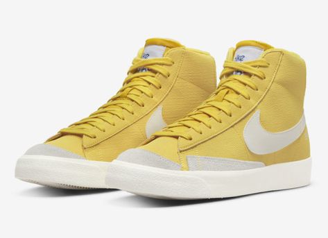 Nike Blazer Mid ’77 “Athletic Club” Appears in Yellow Blazer Shoes, Yellow Sneakers, Nike Blazer Mid 77, Nike Blazer Mid, Nike Blazers Mid, Athletic Club, Athletic Clubs, Blazer Mid, Grey Suede