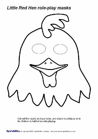 Little Red Hen Role-Play Masks - Black and White (SB2016) - SparkleBox Big Book Activities, Nursery Rhymes Preschool Crafts, Play Masks, Three Little Pigs Story, Printable Animal Masks, Duck Mask, Masks Black, Puppets For Kids, Printable Masks