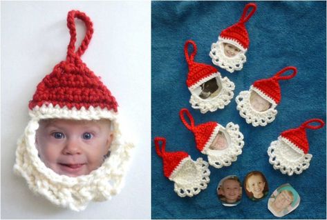 Frame Crochet, Crochet Christmas Wreath, Christmas Photo Frame, Christmas Crochet Patterns Free, Crocheted Christmas, Crochet Santa, Christmas Coasters, Crochet Christmas Ornaments, Christmas Ornament Pattern