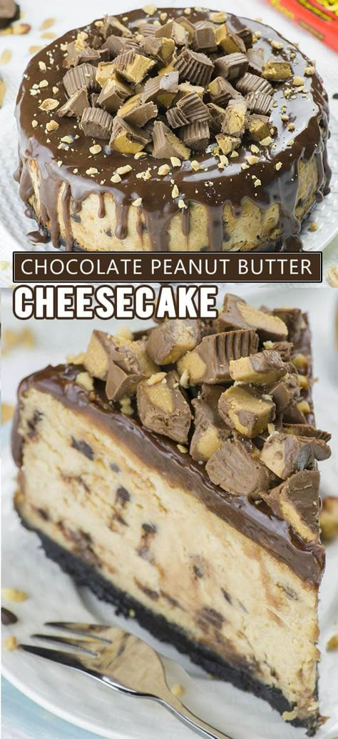 Reese's Peanut Butter Cheesecake, Peanut Butter Cheesecake Recipes, Cheesecake Oreo, Chocolate Peanut Butter Cheesecake, Dessert Oreo, Coconut Dessert, Chocolate And Peanut Butter, Brownie Desserts, Peanut Butter Desserts