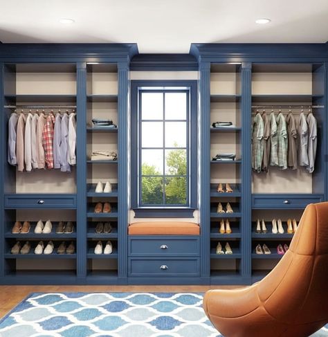 Blue Master Closet, Light Blue Closet, Walk In Wardrobe Ideas Master Bedrooms, Primary Closet, Dream Dressing Room, Master Closet Design, Closet Island, Bedroom Built In Wardrobe, Closet Planning