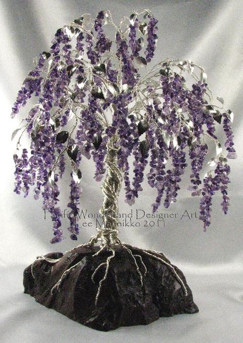 Yessy > Pacific Wonderland > Wire Tree Sculptures > Weeping Wisteria tree Drátěná Socha, Wisteria Tree, Wire Tree Sculpture, Wire Trees, Wire Tree, Crystal Tree, Tree Sculpture, Wire Sculpture, Jewelry Tree