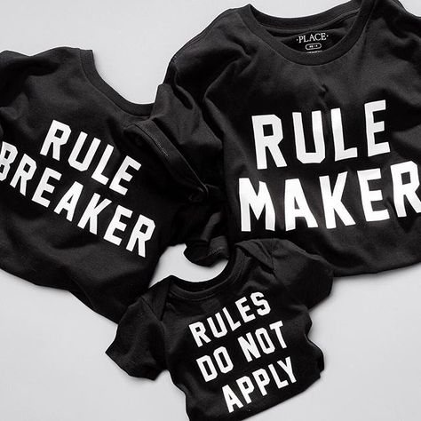 Matching family tees rule. 😜  #kidsrunthisPLACE Baby Boy Graphic Tees, Family Graphic, Mom And Me Shirts, Clothes Matching, Toddler Boy Tops, Rule Breaker, Sibling Shirts, Mommy And Me Shirt, Dad Fashion