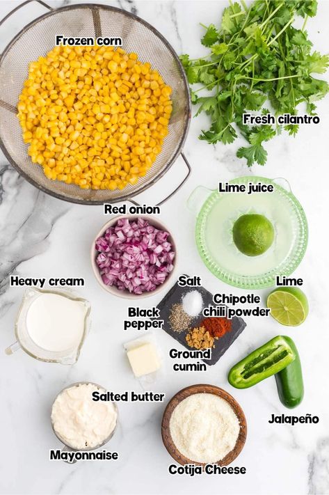 mexican corn salad ingredients. Mexican Street Corn Quinoa Salad, Roast Corn Salad, Corn Salad Mexican, Mexican Rice Beans, Summer Corn Salad Recipe, Frito Corn Salad, Roasted Corn Salad, Corn Fritter, Tropical Themed Party