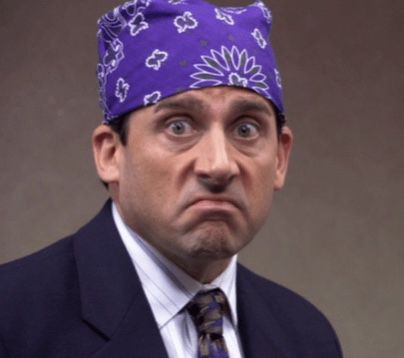 Mike Crew, The Office Costumes, Prison Mike The Office, Prison Mike, Office Jokes, The Office Show, Office Fan, Purple Logo, Bandana Design