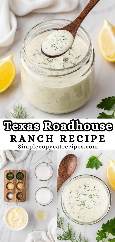 This Copycat Texas Roadhouse Ranch recipe is thick, creamy, and full of flavor. Made with buttermilk and fresh herbs, this restaurant-style ranch will become your family's favorite in no time. Good Ranch Dressing Recipe, Best Homemade Ranch Dressing Recipe, No Buttermilk Ranch Dressing, How To Make Restaurant Ranch Dressing, Dairy Queen Ranch Dressing, Small Batch Ranch Dressing, Best Ranch Recipe, Saltgrass Ranch Dressing Recipe, Homemade Ranch Dressing No Buttermilk