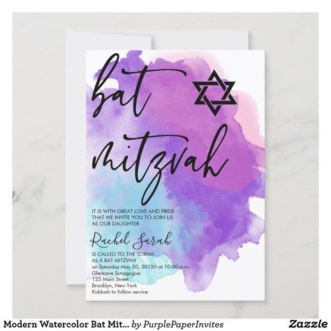 Mitzvah Decor, Mitzvah Invitations, Bat Mitzvah Invitations, Deco Rose, Modern Watercolor, Love And Pride, Idea Board, Colored Envelopes, Torah