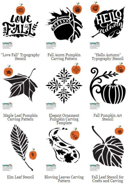 Fall Stencils for Pumpkin Carving and Crafts Fall Leaf Stencil, Fall Stencils Free Printable, Leaf Pumpkin Carving, Pumpkin Stencils Free Templates, Stencils For Pumpkin Carving, Fall Stencils, Scary Pumpkin Carving Patterns, Leaf Printables, Pumpkin Carving Stencils Templates