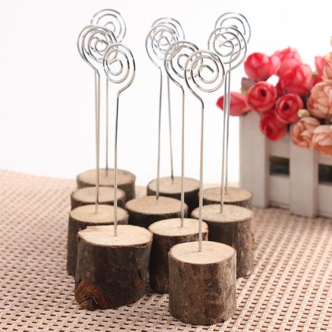 10PCS Wedding Wooden Table Place Number Menu Photo Holders Wire Hardwood Framed Table Numbers, Picture Frame Table, Table Numbers Wedding Rustic, Table Number Stands, Clip Picture Frame, Wedding Table Names, Wedding Name Cards, Name Card Holder, Rustic Wedding Table