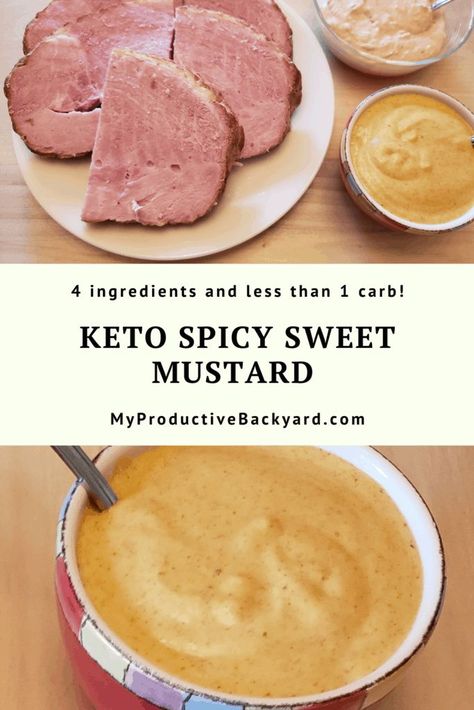 Keto Spicy Sweet Mustard; Dipping Sauce that will make your taste buds sing and with less than 2/3 of a carb per 2 Tbsp serving! #Keto #LowCarb #LCHF #KetoDiet #MyProductiveBackyard #glutenfree #ketogenicdiet #lowcarbhighfat #Ketorecipes #Lowcarbrecipes #sauces #spicymustard #mustardsauce #ketosauce Spicy Mustard Sauce, Keto Cabbage Recipe, Baked Cauliflower Casserole, Benefits Of Eating Eggs, Twice Baked Cauliflower, Keto Easter, Keto Recipes Low Carb, Carb Sides, High Fat Low Carb Recipes