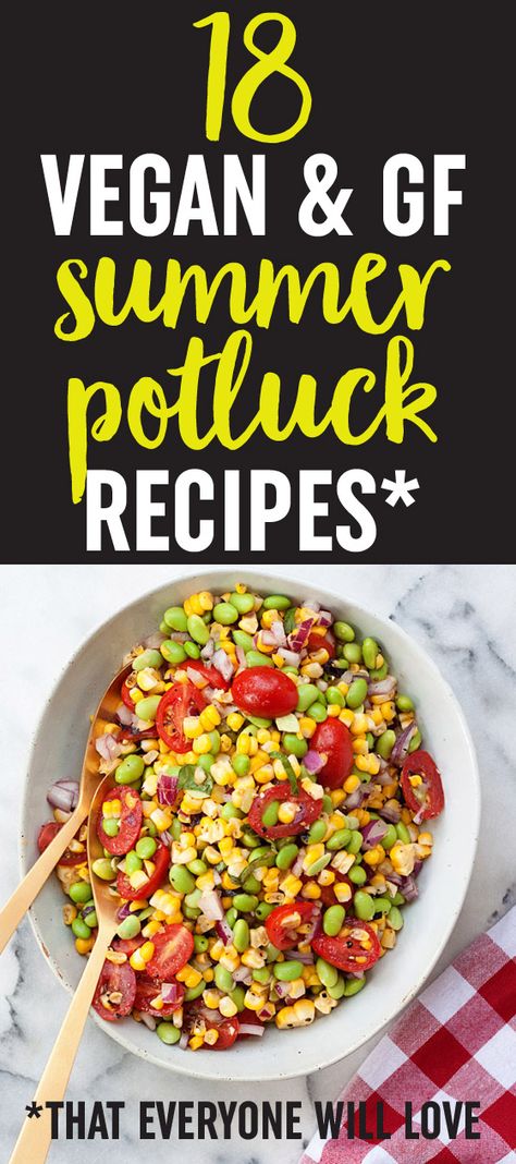 18 Vegan & Gluten-Free Summer Potluck Recipes - Hearty salads, baked beans, scrumptious desserts, and more - perfect for making ahead and impressing everyone at the next barbecue or party. Gluten Free Potluck, Gluten Free Picnic, Summer Potluck Recipes, Vegan Picnic, Potluck Salad, Vegan Potluck, Potluck Ideas, Summer Potluck, Vegan Potato Salads