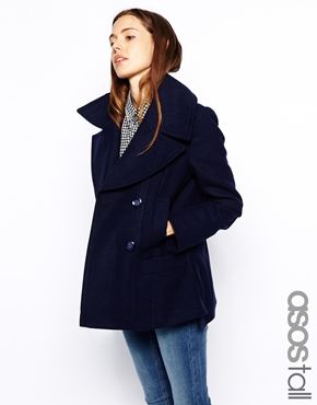 Navy Peacoat, Navy Pea Coat, Navy Blue Coat, Pea Coats Women, Fashion Things, Blue Coat, Blue Coats, Pea Coat, Casual Work