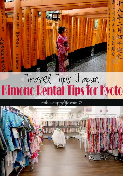 My Kimono Rental Experience at the Yumeyakata in Kyoto. They also have English speaking staff! Find also useful tips & information before travelling to Japan (Currency, Adapter, Insider Tips, Visa & more) on my BLOG! | *mihoshappylife.com* Kimono Rental Kyoto, Japan Currency, Kimono Kyoto, Kimono Rental, Fushimi Inari Taisha, Fushimi Inari, Japan Kimono, English Speaking, Useful Tips