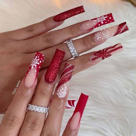 30 Gorgeous Christmas Nails Acrylic Winter Gel Nails, Christmas Nail Designs Acrylic, Unghie Nail Art, Red Christmas Nails, Red Acrylic Nails, Winter Nails Acrylic, Christmas Gel Nails, Acrylic Nails Coffin Pink, Christmas Nails Acrylic