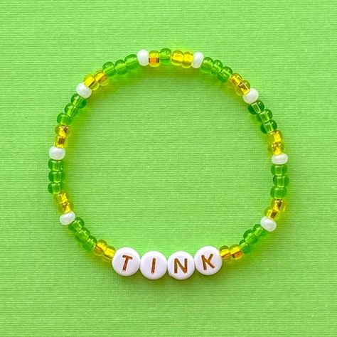 Tink Bracelet Stacking Stretch Bracelet Beaded Bracelet - Etsy Disney Braclets Ideas, Disneyland Bracelets, Disney Friendship Bracelet Ideas, Disney Bracelet Ideas, Disney Beaded Bracelet, Disney Friendship Bracelet, Disney Friendship, Disney Bracelets, Fairy Bracelet