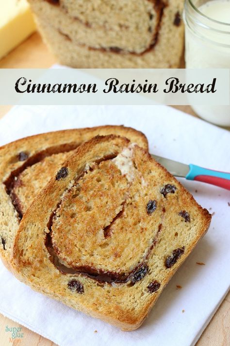 check out how easy it is to make this homemade cinnamon raisin bread recipe! it has a lot less sugar than the store bought ones and the recipe yields 3 loaves! Easy to freeze. Homemade Cinnamon Raisin Bread, Raisin Bread Recipe, Cinnamon Raisin Bread Recipe, Cinnamon Raisin Bread, Croque Madame, Raisin Bread, Cinnamon Raisin, Cinnamon Bread, Bread Machine Recipes