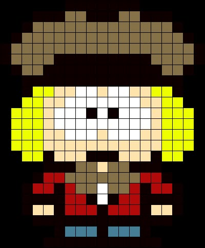 South Park Pixel Art Grid, Southpark Perler Beads, Phillip South Park, South Park Kandi, South Park Perler, Easy Pixel Art, Pixel Art Templates, Pattern Maker, South Park Funny