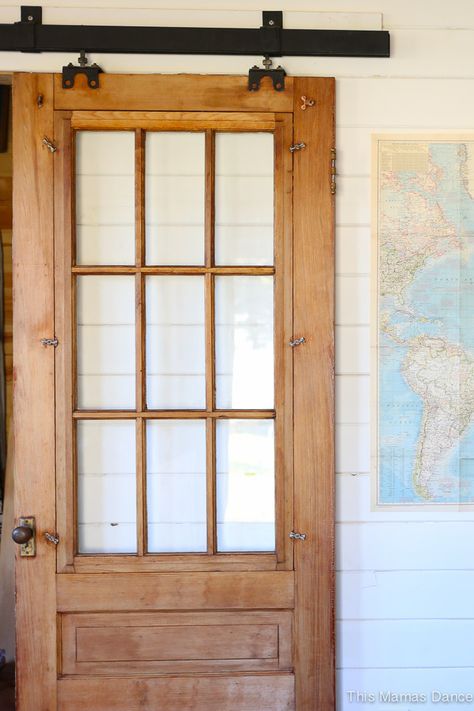 Stripping Our Antique Door - This Mamas Dance Door Diy Ideas, Board Backsplash, Barn Door Diy, Antique Barn Door, Mahogany Entry Doors, Barn Door Decor, Making Barn Doors, Sliding Door Window Treatments, Pallet Barn