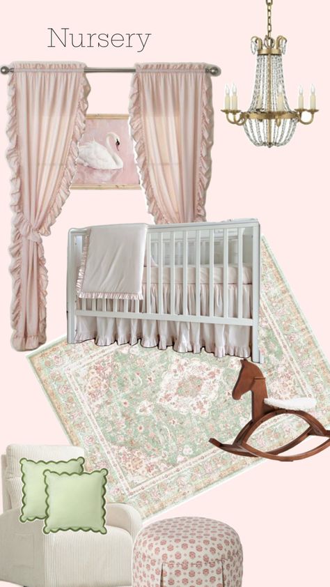 Green Vintage Nursery, Storybook Nursery Theme, Vintage Nursery Girl, Pink Baby Girl Nursery, Vintage Girl Nursery, Storybook Nursery, Girly Nursery, Girl Nursery Pink, Nursery Girl