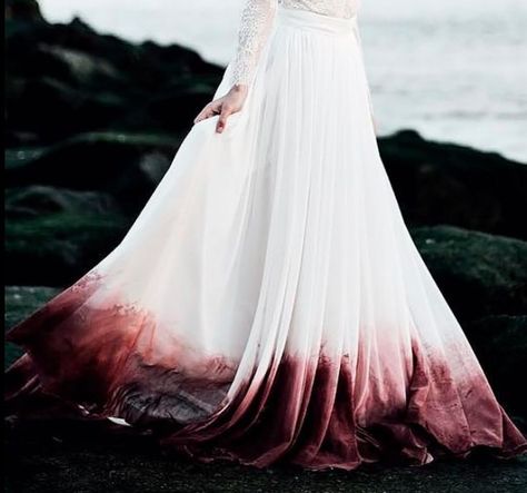 Black Dip Dyed Wedding Dress, Bloddy Wedding Dress, White With Red Wedding Dress, Torn Wedding Dress, Evil Wedding Dress, Blood Wedding Dress, Blood Red Wedding Dress, Goth Wedding Dress White, Dyed Wedding Dresses