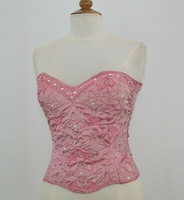 JASDEE VINTAGE BUSTIER Corset Hand Work Gotta Thread Embroidery On Satin # F3136 - $49.00 | PicClick Wedding Mother Of Bride, Vintage Bustier, Embroidery Beads, Satin Style, Senior Prom Dresses, Pink Corset, Corset Bustier, Mother Of Bride, Corset Lingerie