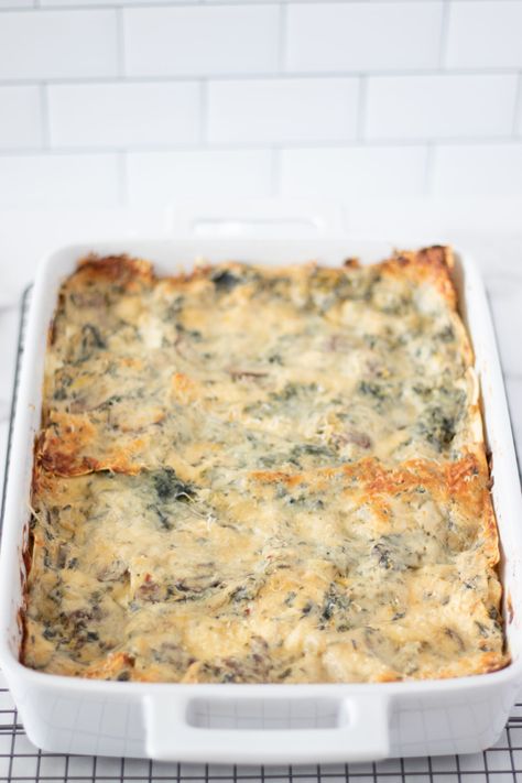 Boursin And Spinach, Boursin Cheese Lasagna, Boursin Lasagna, Chicken With Boursin Cheese Recipes, Boursin Chicken, Boursin Cheese Recipes, Boursin Recipes, Chicken Lasagne, Spinach And Mushrooms