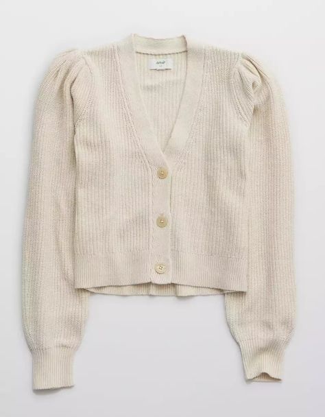 Aerie Button Cropped Cardigan Cropped Knit Cardigan, Sweaters Cropped, Cream Colored Cardigan, Cream Knit Cardigan, Batwing Sweater, Fur Cardigan, Oversized Sweater Cardigan, Oversized Sweaters, Yellow Cardigan