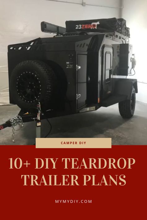 If you can’t afford an RV, try looking into getting a teardrop trailer, or in this case, building your very own. It is a bit time-consuming and difficult but it will make your travels a lot more convenient. Diy Teardrop Trailer With Bathroom, Diy Offroad Trailer, Taco Trailer, Off Road Teardrop Trailer, Skoolie Ideas, Diy Travel Trailer, Enclosed Trailer Camper, Diy Teardrop Trailer, Teardrop Trailer Plans