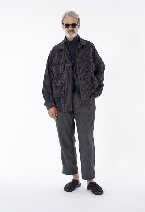 Engineered Garments SS21 Makes Us Wanna Dress Up Again Daiki Suzuki, Japanese Americana, Plaid Wrap Dress, Banded Collar Shirts, Menswear Fashion Show, Man Style, Menswear Fashion, Cow Boy, Work Looks