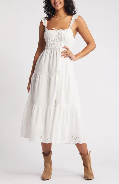 Women's Dresses | Nordstrom White Cotton Sundress, White Sundress Outfit, Sundress Outfit, Sundresses Women, Clothes Wishlist, Senior Photo Outfits, Grandma Fashion, Cotton Sundress, Embroidered Bodice