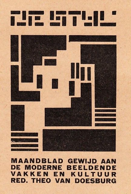 A De Stijl page layout by Theo Van Doesburg showcasing the geometric forms characterized by the De stijl movement. Hans Richter, Theo Van Doesburg, Francis Picabia, Brutalist Design, Walter Gropius, Bauhaus Poster, Geometric Poster, Action Painting, Piet Mondrian