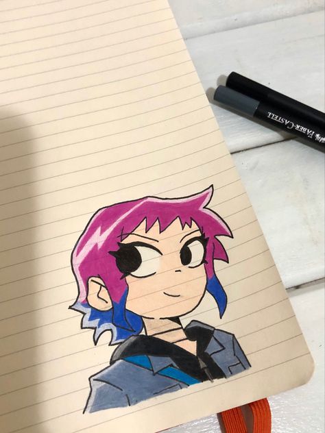 Scott Pilgrim Doodle, Ramona Flowers Drawing, Scott Pilgrim Sketch, Scott Pilgrim Oc Base, Scott Pilgrim Drawing, Ramona Scott Pilgrim, Bryan Lee O Malley, Scott Pilgrim Comic, Ramona Flowers