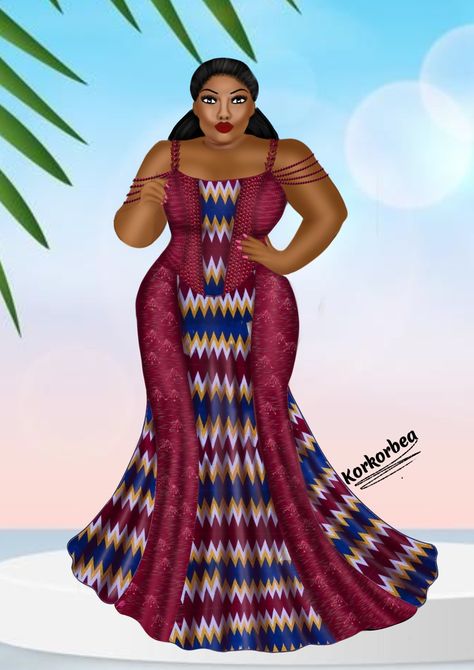 Plus Size Kente Styles, Kente Corset Dress, Kente Corset, African Bride Dress, African Print Gowns, Long Corset Dress, Kente Dresses, Classy Style Outfits, Kitenge Dress