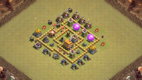 Clash of clans Best Town Hall 5 bases layout links Trophy Base, Three Star, Clash Of Clans, Town Hall, Layout, Quick Saves