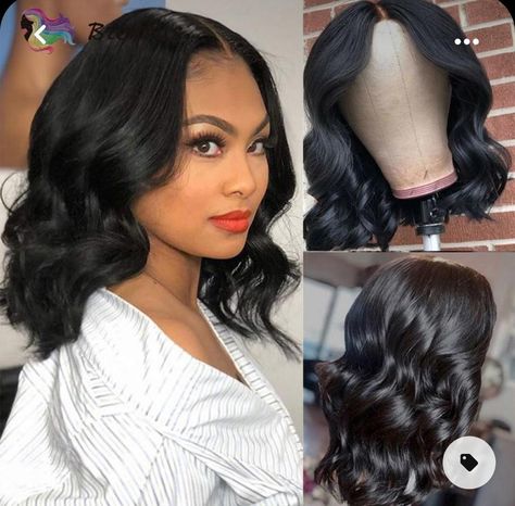 16 Inch Body Wave Wig Side Part, Curly Bob Hairstyles For Black Women Middle Part, Middle Part Glueless Wig, Middle Part Wavy Bob Black Women, Short Body Wave Wig Middle Part, Loose Wave Bob Black Women, Short Wavy Bob Black Women, Beach Waves Bob Black Women, Beach Wave Bob Black Women